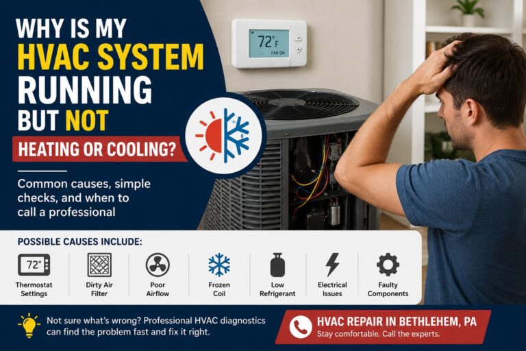HVAC system running but not heating or cooling a Bethlehem home