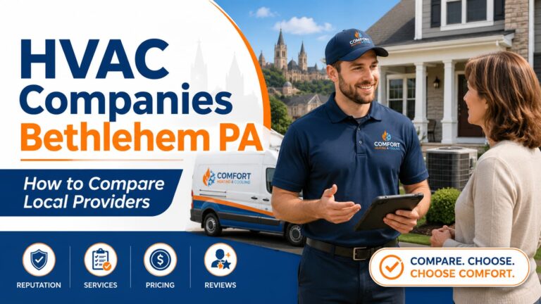 HVAC technician explaining heating and cooling service options to a Bethlehem PA homeowner